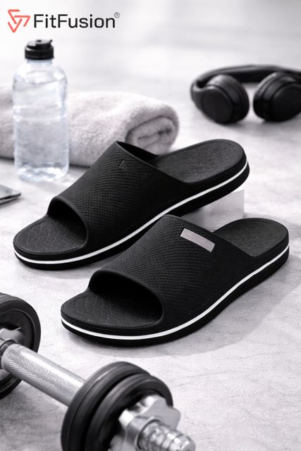 FitFusion Men Slides Black Size 7 - Image 8