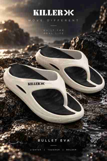 KILLER Flip Flops | EVA Slippers | Chappal | Cushioned | Anti Slip | Daily Wear Men Slippers (White , 10) - Image 5