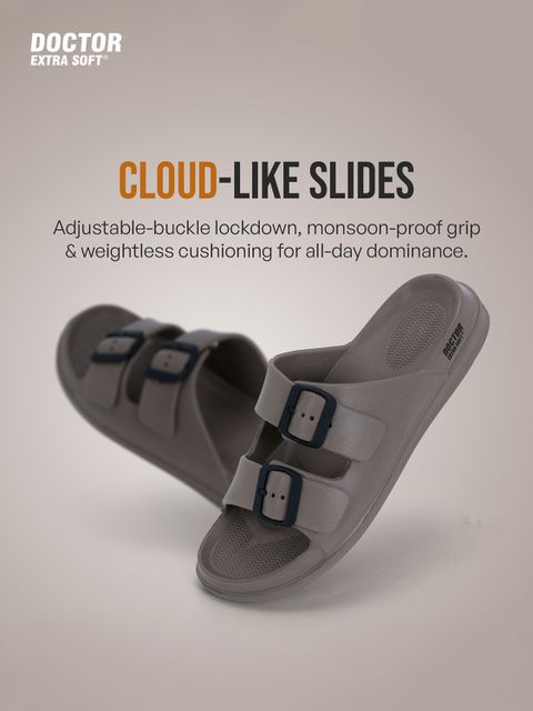 DOCTOR EXTRA SOFT Classic Cushion Sliders/Slippers with Adjustable Buckle Strap Adult D-505 Men Slides (Brown , 8) - Image 8