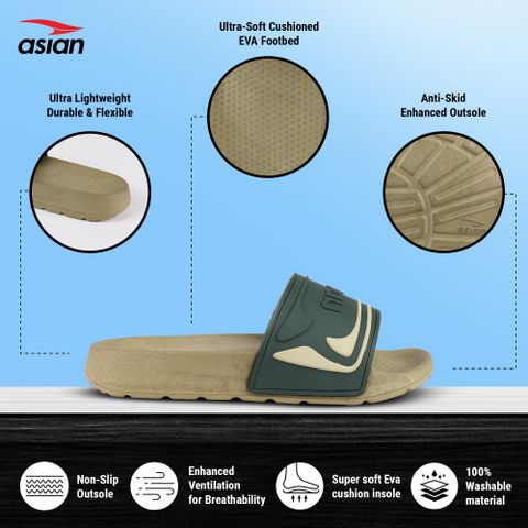 asian Boys Slip On Slipper Flip Flop (Beige , 8-9 Years) - Image 4