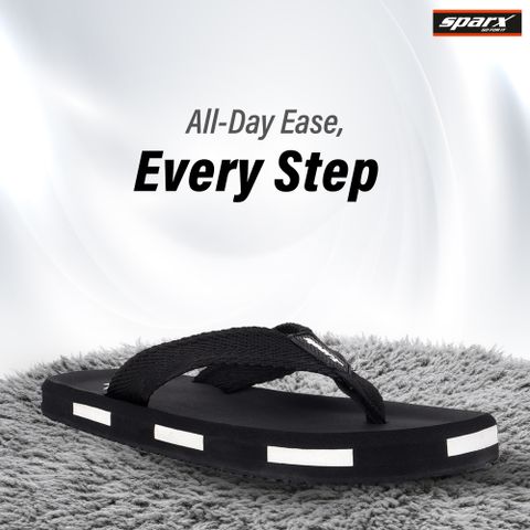 Sparx Men Flip Flops Black White Size 7 - Image 7