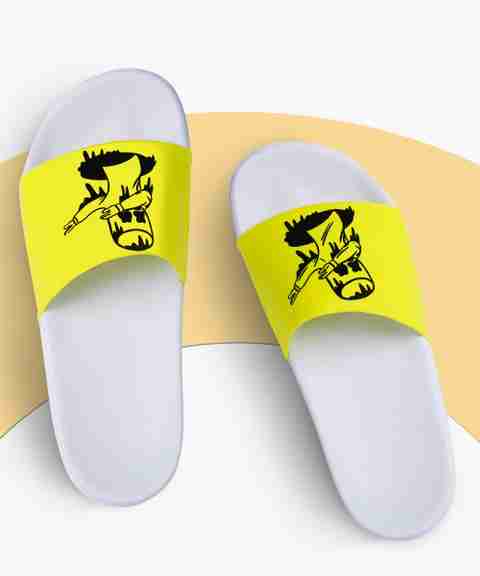 PERY-PAO Men Slides Yellow White Size 6 - Image 4