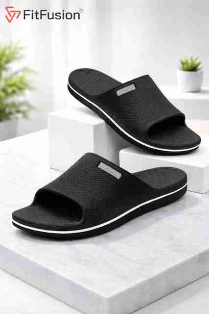 FitFusion Men Slides Black Size 7 - Image 5