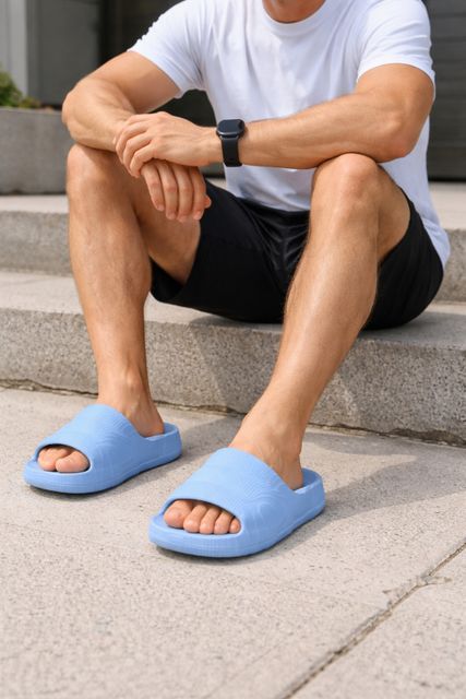 ROKKS Men Slides (Blue , 7) - Image 6