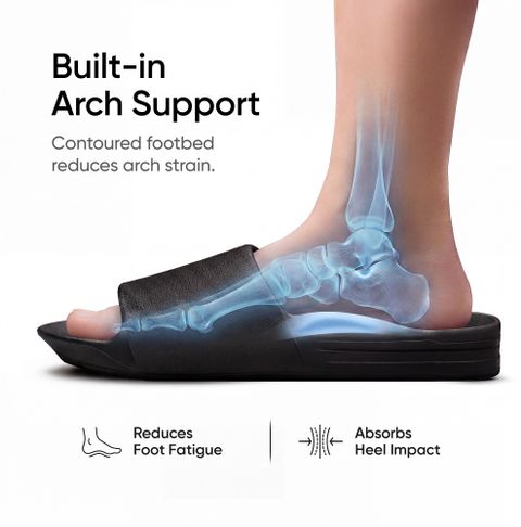 Frido Arch Comfort Slides | EVA Footbed | Non-Slip Sole Slippers For Beach & Dailywear Unisex Slides (Black , 8 UK) - Image 6