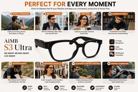 GUPTAVISION S3 ULTRA Wifi AI Smart Glasses with 8MP Camera - Image 3