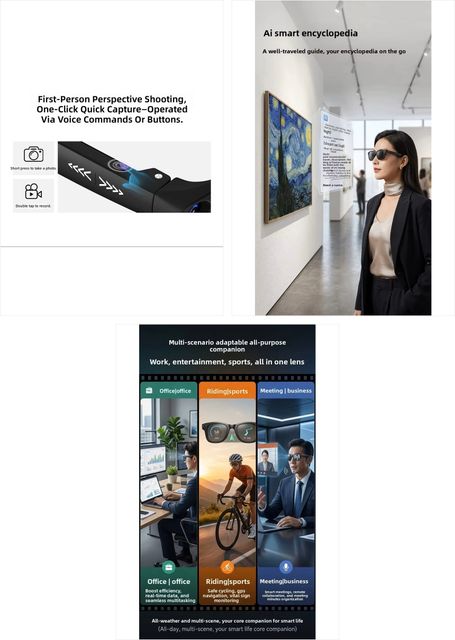 Cubonic AIView Smart Glasses 8MP Camera Tinted Black - Image 6