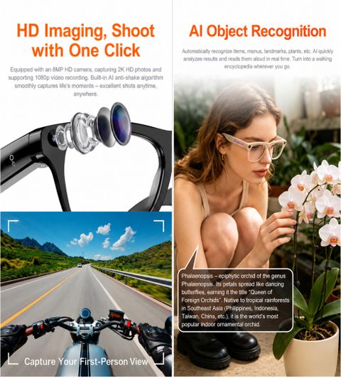 Cubonic Xen 1 Pro Smart Glasses, 8MP Camera, Black - Image 6