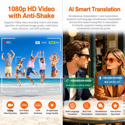 Cubonic Xen 1 Pro Smart Glasses, 8MP Camera, Black - Image 7