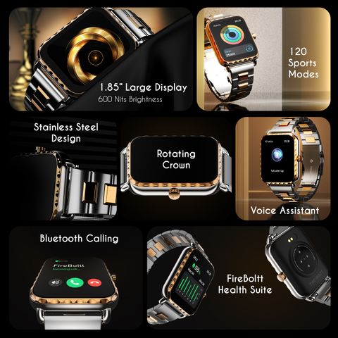 Fire-Boltt Jewel Luxury Stainless Steel, 47mm (1.85), 320*386 px & Bluetooth calling Smartwatch (Rose Gold Strap, Free Size) - Image 4