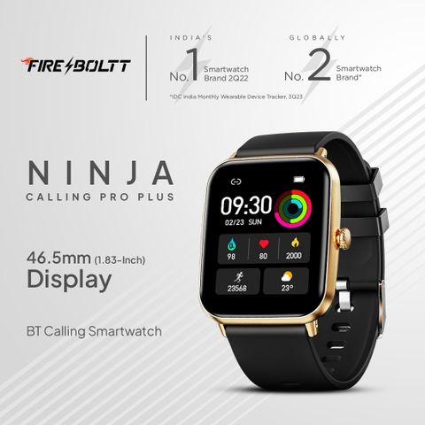 Fire-Boltt Ninja Calling Pro Plus 1.83" Smartwatch, Gold Black Strap - Image 6