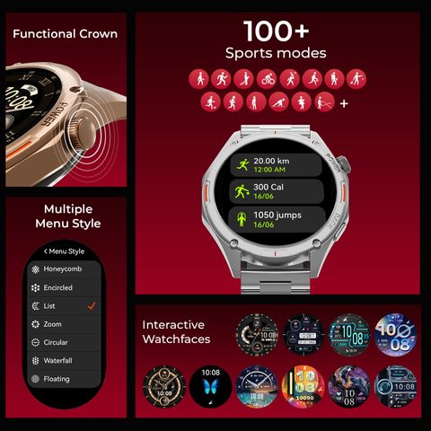 Fastrack Marvellous FX1 Smartwatch, 1.43'' Super AMOLED, Black Strap - Image 6