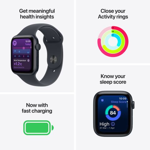 Apple Watch SE 3(2025) GPS 44mm Midnight Aluminium Case Midnight Sport Band - S/M (Midnight Strap, Small/Medium) - Image 4
