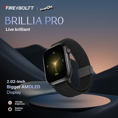 Fire-Boltt Brillia Pro 51.3mm (2.02) Largest AMOLED Display, Bluetooth Calling,Premium Look Smartwatch (Black Wave Strap, Free Size) - Image 3