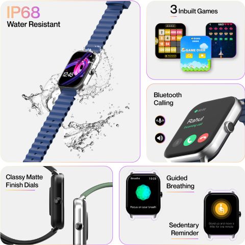 Ambrane Wise Eon Pro1.85 lucid display with BT calling Smartwatch (Navy Blue Strap, Regular) - Image 8