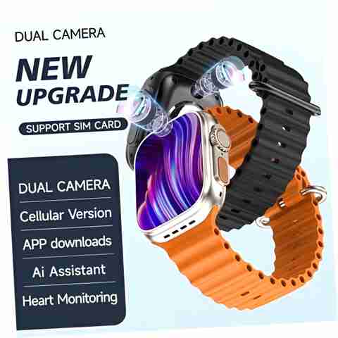 Correngo Android OS/Play Store - Unlimited Apps/5G SIM/Fitness/Wi-Fi/UPI/GPS/Dual Camera Smartwatch (Orange Strap, Free Size) - Image 2