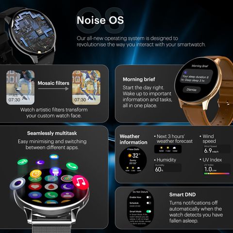 Noise Vortex Plus, 1.46'' AMOLED Display, BT Calling, Sleek Metal Finish Smartwatch (Classic Grey Strap, Regular) - Image 7