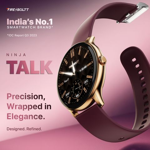 Fire-Boltt Ninja Talk 35.3mm (1.39) Round Bluetooth Calling Metal Body,120 Sports Modes Smartwatch (Burgandy Strap, Free Size) - Image 6