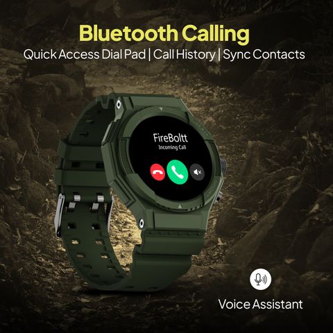 Fire-Boltt Quest 35.3mm (1.39 inch) Display, GPS, BT call, 100+ Sports Modes, Rugged Smartwatch (Military Green Strap, Free Size) - Image 7