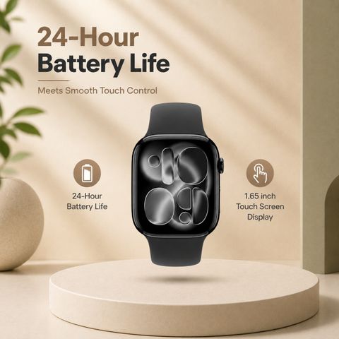 OPINIA Series 11 GPS Smartwatch, 46mm HD Display, Black - Image 3