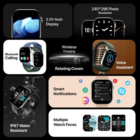 Fire-Boltt Ring X 2.01" HD Smartwatch, Black Strap - Image 7