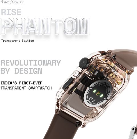 Fire-Boltt Rise Phantom 1.85 Display Transparent Clear Body Design Rotating Button BT Call Smartwatch (Ivory Mocha Strap, Free Size) - Image 6