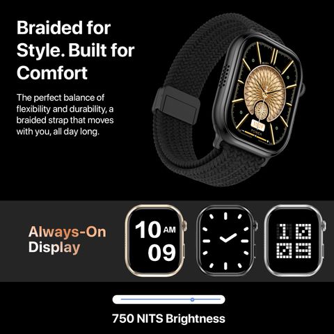 Fire-Boltt Brillia Pro 51.3mm (2.02) Largest AMOLED Display, Bluetooth Calling,Premium Look Smartwatch (Black Wave Strap, Free Size) - Image 6
