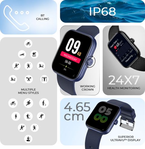 Fastrack Smart Revoltt S1 Smartwatch (Blue Strap, Free Size) - Image 6