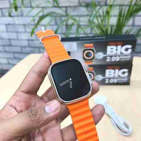 BORNTOGLOW T900 Ultra Pro Smartwatch, Orange Strap - Image 2