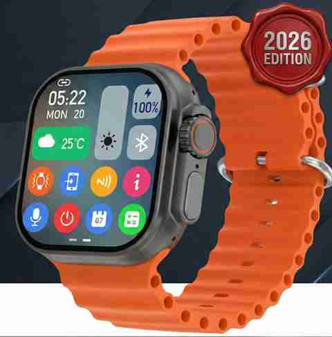 RLS T800 Ultra 2.0 HD Large Display Smart Watch with Dual Button Control Smartwatch (Orange Strap, free size) - Image 2