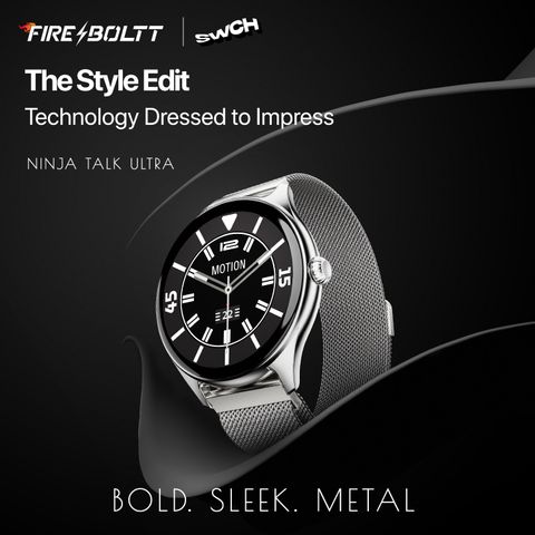 Fire-Boltt Ninja Talk Metal Edition Smartwatch (Silver SS Strap, 1.39) - Image 6