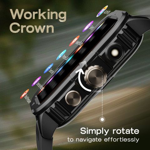 GOBOULT Tuff Rivet Smartwatch 1.9" HD Display, Jet Black - Image 8