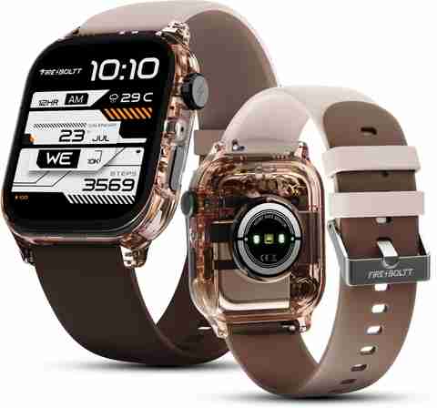 Fire-Boltt Rise Phantom 1.85 Display Transparent Clear Body Design Rotating Button BT Call Smartwatch (Ivory Mocha Strap, Free Size) - Image 5