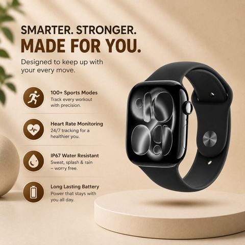 OPINIA Series 11 GPS Smartwatch, 46mm HD Display, Black - Image 4