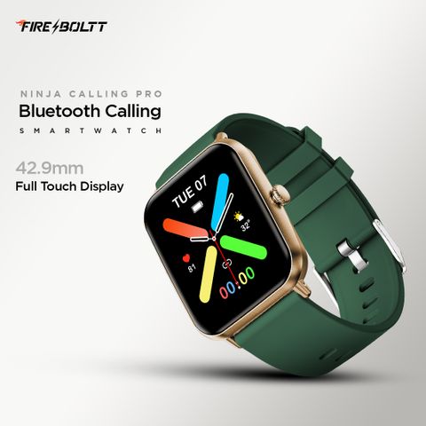 Fire-Boltt Ninja Calling Pro 42.9mm (1.69) Bluetooth Calling Smartwatch AI Voice Assistant Smartwatch (Forest Green Strap, Free Size) - Image 6