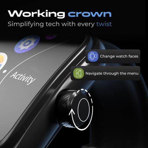 GOBOULT Trail 2.01'' 3D Curved HD Display, Working Crown, Health Monitor, IP68 Smartwatch (Raven Black Strap, Free Size) - Image 7