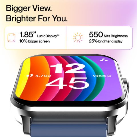 Ambrane Wise Eon Pro1.85 lucid display with BT calling Smartwatch (Navy Blue Strap, Regular) - Image 3