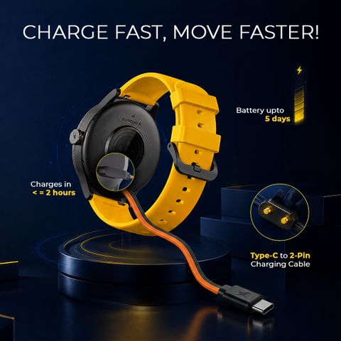 Fastrack Smart Jupiter R3 Pro Smartwatch (Yellow Strap, Free Size) - Image 5
