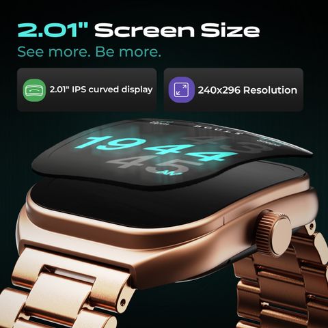 GOBOULT Trail 2.01'' 3D Curved HD Display, Working Crown, Health Monitor, IP68 Smartwatch (Rose Gold Strap, Free Size) - Image 8