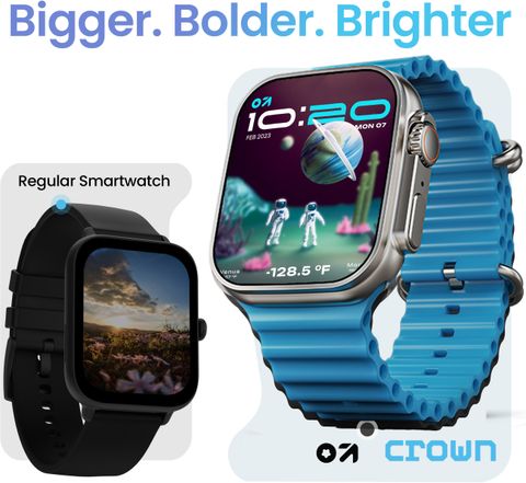 GOBOULT बà¥à¤²à¥à¤ Crown 1.95'' HD Display, BT Calling, Working Crown, 900 Nits, SpO2 सà¥à¤®à¤¾à¤°à¥à¤à¤µà¥à¤ (नà¥à¤²à¤¾ सà¥à¤à¥à¤°à¥à¤ª) - Image 7