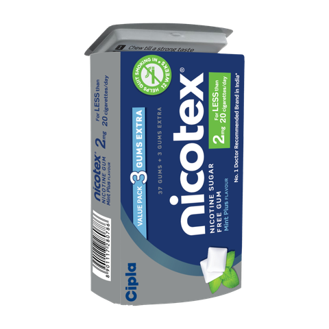 Cipla Nicotex Nicotine Sugar Free Mint Plus Gums 2mg, 40 Gums - Image 5