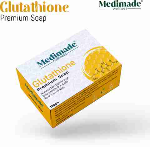 myderm glutathione soap Medimade Premium Soft, Smooth, Moisturised Skin,Natural Handmade Soap HealthVit L-Glutathione Reduced 50