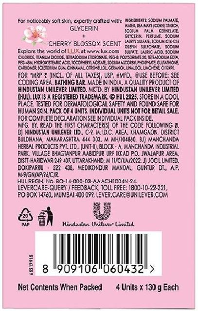 LUX International Bouncy & Bright Bathing Soap with Glutathione & Glycerin,Pack of 4 (4 x 130 g) - Image 8