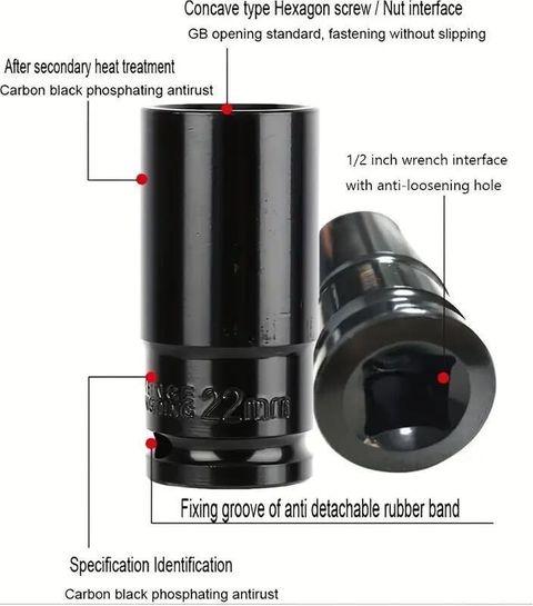 OKASTA 10-Piece 1/2-Inch Deep Impact Socket Set - Image 7