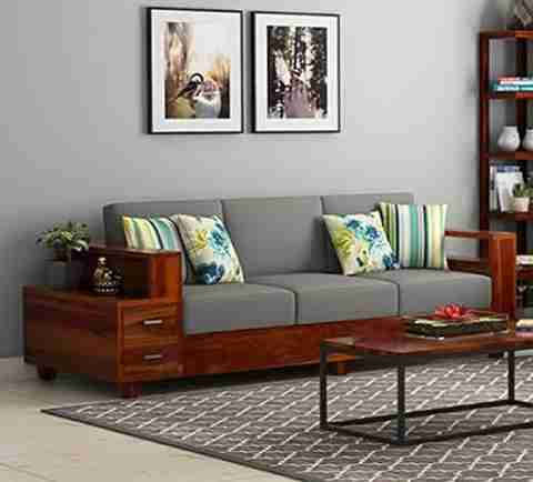Taskwood Furniture Taskwood Sheesham Wood 3 Seater Sofa Honey Teak - Image 5