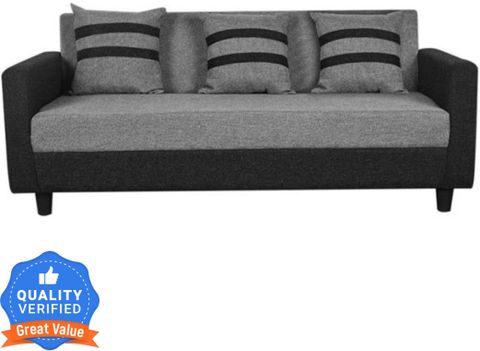 WESTIDO Steel Side Fabric 3 Seater Sofa, Black Grey - Image 7