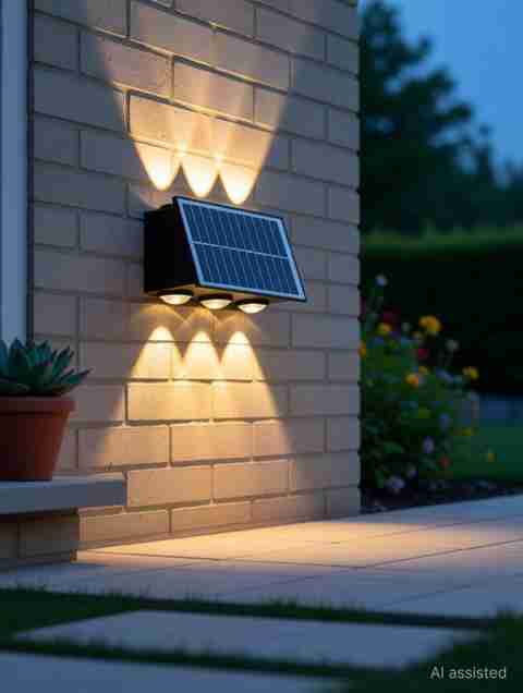 KH Solar Outdoor Wall Light 6 LED Up Down Pack of 1 - Image 5