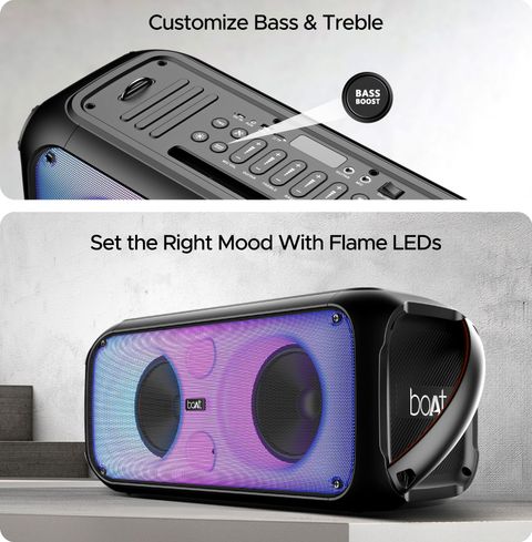 boAt 300 / 320 with Flame LEDs & Up to 6 hrs Playtime 120 W Bluetooth Party Speaker (Premium Black, Mono Channel) - Image 5