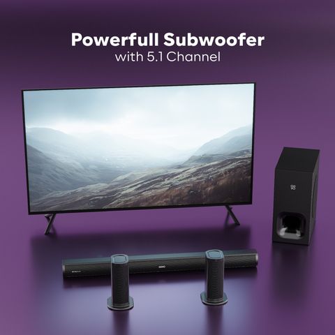 GOVO GOSURROUND 965 Dolby Digital|wired Subwoofer 525 W Bluetooth Soundbar (Platinum Black, 5.1 Channel) - Image 8