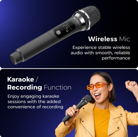 ZEBRONICS Party Fyre 120, 7H Playback, LED, Wireless Mic, 9 RGB Modes,handle and wheels 120 W Bluetooth Party Speaker (Black, Mono Channel) - Image 8